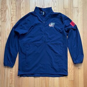 Columbus Blue Jackets Adidas Men’s 1/4 Zip Hockey Warmup Pullover Medium Blue